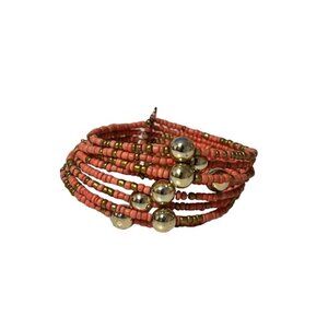 Peach Gold Stretchy Beaded Bracelet